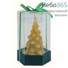  Свеча восковая рождественская, сувенирная "Ёлочка №2", высотой 8 см, в прозрачной шестигранной упаковке (в коробе - 24 шт.), фото 1 