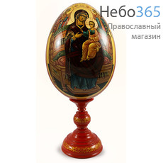  Яйцо пасхальное деревянное с писаной иконой Божией Матери Всецарица , на подставке, высотой 20 см (без учёта подставки), фото 1 