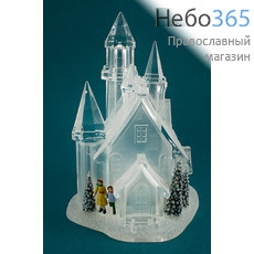  Сувенир рождественский "Домик" из пластика, с подсветкой, высотой 19,7 см, АК7908, фото 1 