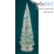  Сувенир рождественский "Ёлочка", высотой 31 см, из пластика, прозрачная, с подсветкой, фото 1 