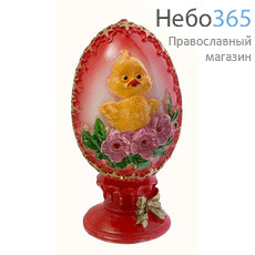  Свеча парафиновая пасхальная, Красное пасхальное яйцо с цыпленком, СП8295, фото 1 