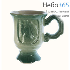  Чашка керамическая для святой воды, С Ангелом, с цветной глазурью, высотой 8 см, фото 1 