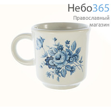  Чашка керамическая для святой воды, малая, с белой глазурью и деколью "Весна, Василек, Фиалка", 7647, 2731, фото 1 