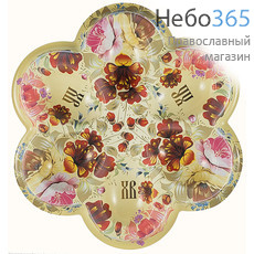  Подставка пасхальная для 6 яиц, "Жостово", бежевая с цветами,18 х 20 см пдств001, фото 1 