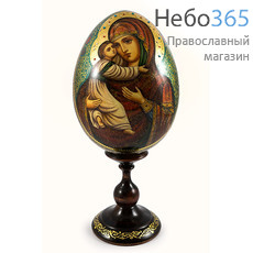  Яйцо пасхальное деревянное с писаной иконой Божией Матери Владимирская диаметром 15,5 см,выс.18.5 см, фото 1 