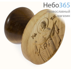  Печать для просфор с иконой Божией Матери "Покров". Диаметр 80 мм, дерево, резьба №34-80., фото 1 