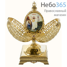  Яйцо пасхальное латунное № 8, с иконой, с позолотой, с принтом, вес 243,71 г, 2.13.0225лп (5904222), фото 1 