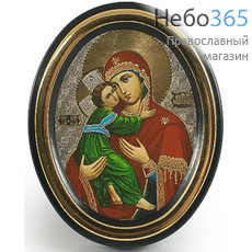 Икона на пластмассе 5х6 см, овальная, на подставке (Ср) (уп.20шт.) Божией Матери Владимирская, фото 1 
