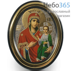  Икона на пластмассе 5х6, овальная, на подставке Божией Матери Иверская, фото 1 