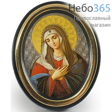  Икона на пластмассе 5х6, овальная, на подставке Божией Матери Умиление, фото 1 