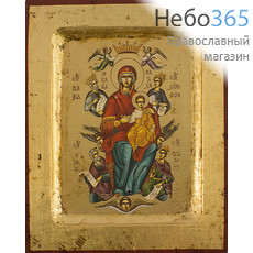  Икона на дереве 11х13 см, полиграфия, золотой фон, ручная доработка, основа МДФ, с ковчегом (BOSNB) (Нпл) икона Божией Матери Всецарица (Х2814), фото 1 