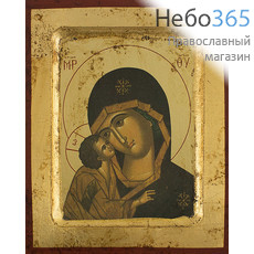  Икона на дереве BOSNB 11х13,  полиграфия, золотой фон, ручная доработка, основа МДФ, с ковчегом икона Божией Матери Донская, фото 1 