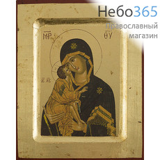  Икона на дереве BOSNB 11х13,  полиграфия, золотой фон, ручная доработка, основа МДФ, с ковчегом икона Божией Матери Донская, фото 1 