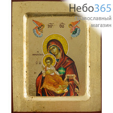  Икона на дереве BOSNB 11х13,  полиграфия, золотой фон, ручная доработка, основа МДФ, с ковчегом икона Божией Матери Керкирская, фото 1 