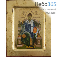  Икона на дереве BOSNB 11х13, полиграфия, золотой фон, ручная доработка, основа МДФ, с ковчегом Спиридон Тримифунтский, святитель (Х3262), фото 1 