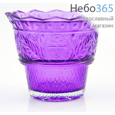  Лампада настольная стеклянная Ника , из окрашенного стекла, разных цветов, в ассортименте, высотой 7 см цвет: фиолетовый, фото 1 