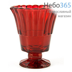  Лампада настольная стеклянная Тюльпан, на ножке, окрашенная, разного цвета, в ассортименте, высотой 10 см цвет: красный, фото 1 