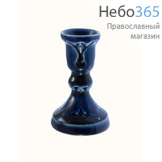  Подсвечник керамический Колокольчик, с цветной глазурью цвет: синий, фото 1 