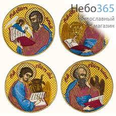  Икона вышитая "Евангелисты" шелк, комплект, D13 см, фото 1 