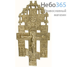  Крест металлический медное литьё, восьмиконечный, киотный, с предстоящими, с иконами (композиция), высотой 29 см, 504-2, 5533, фото 1 