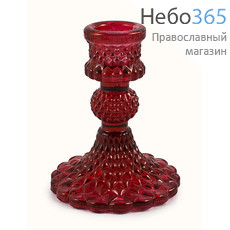  Подсвечник стеклянный , в ассортименте, d8.h10 см, STP-17011, 6/36., 40748 цвет: красный, фото 1 