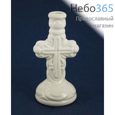  Подсвечник керамический Крест, с белой глазурью, с формой светильника в ассортименте, высотой 7,5 см, фото 1 