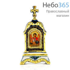  Киот фарфоровый настольный К-10 мини, 1 икона , с цветной росписью и золотом Святой Архангел Михаил, фото 1 