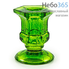  Подсвечник стеклянный 6 цветов, в ассортименте , 14966 зеленый, фото 1 