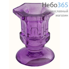 Подсвечник стеклянный 6 цветов, в ассортименте , 14966 фиолетовый, фото 1 