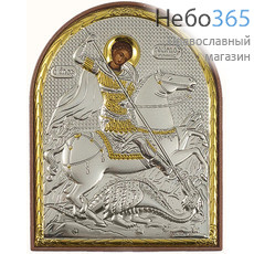  Икона в ризе (Ж) EK2-PAG 6х7,5, шелкография, серебрение, золочение, на пластиковой основе Георгий Победоносец, великомученик, фото 1 