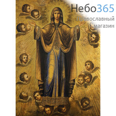  Нерушимая Стена икона Божией Матери. Икона на дереве 30х22 см, печать на левкасе, золочение, без ковчега (БНС-01) (Тих), фото 1 