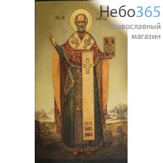  Николай Чудотворец, святитель. Икона на дереве 30х18,5 см, печать на левкасе, золочение (НЧ-17) (Тих), фото 1 