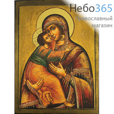  Владимирская икона Божией Матери. Икона на дереве 18х13 см, печать на левкасе, золочение (БВ-12) (Тих), фото 1 