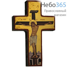  Крест с Распятием 9,5х14х1,5 см. Деревянная основа (МДФ), золотой фон (Нпл) (B 50ANB), фото 1 