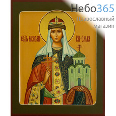  Ольга, равноапостольная княгиня. Икона писаная 17х21х2, цветной фон, золотой нимб, с ковчегом, фото 1 