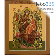  Всецарица икона Божией Матери. Икона писаная 13х16х2, цветной фон, золотой нимб, без ковчега, фото 1 