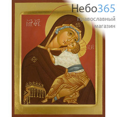  Умиление икона Божией Матери. Икона писаная 17х21х2, цветной  фон, золотые нимбы, с ковчегом, фото 1 