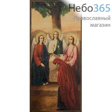  Святая Троица. Икона на дереве 18х8,5 см, печать на левкасе, золочение, без ковчега (Т-33) (Тих), фото 1 
