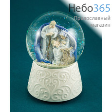  Вертеп* рождественский "Святое Семейство", из полистоуна, в шаре, музыкальный, хранить при температуре выше +1 градус, d 10 см, JY1562 / 44752, фото 1 