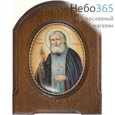  Серафим Саровский, преподобный. Икона писаная (Гу) 6х8 (с основой 10,5х14), эмаль, скань, фото 1 