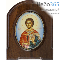  Евгений, мученик. Икона писаная 6х8 (с основой 10,5х14), эмаль, скань, фото 1 