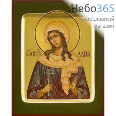  Дария, мученица. Икона писаная 13х16х2,2, цветной фон, золотой нимб, с ковчегом, фото 1 
