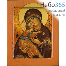  Владимирская икона Божией Матери. Икона писаная 17х23х3, цветной фон, золотые нимбы, с ковчегом, фото 1 