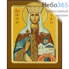  Ольга, равноапостольная княгиня. Икона писаная 22х28х3,8 см, цветной фон, золотой нимб, с ковчегом (Шун), фото 1 