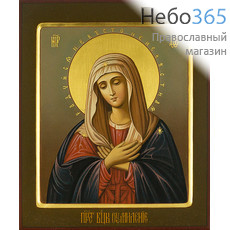  Умиление икона Божией Матери. Икона писаная (Шун) 21х25х3,8, цветной фон, золотой нимб, с ковчегом, фото 1 