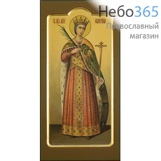  Екатерина, великомученица. Икона писаная 13х25х2, цветной фон, золотой нимб, с фигурным ковчегом, фото 1 