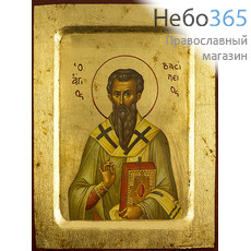  Икона на дереве B 2, 14х18, ручное золочение, с ковчегом Василий Великий, святитель, фото 1 