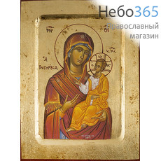  Икона на дереве B 2, 14х18, ручное золочение, с ковчегом икона Божией Матери Одигитрия, фото 1 