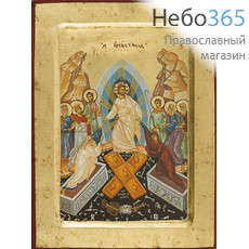  Икона на дереве B 4/S, 18х23, ручное золочение, многофигурная, с ковчегом Воскресение Христово (2226), фото 1 