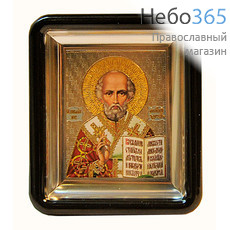  Икона на пластмассе  6х7, киот с напылением святитель Николай Чудотворец, фото 1 